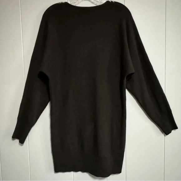 DG2 DIANE GILMAN Black Dolman Sleeve Sequin Peacock Sweater Dress Tunic … - Picture 2 of 6
